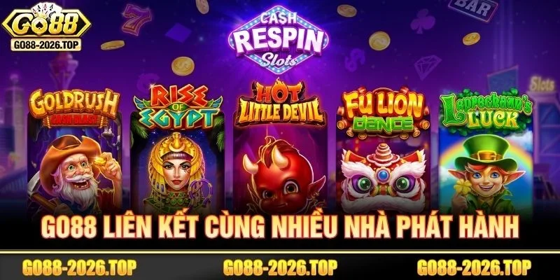 Sảnh Nổ hũ GO88 liên kết với nhiều nhà phát hành danh tiếng.