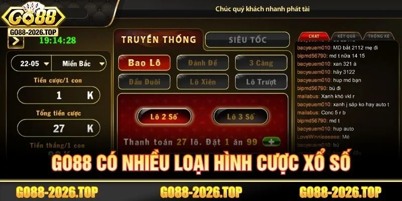 Lựa chọn hình thức chọn vé cược yêu thích tại Xổ số GO88.